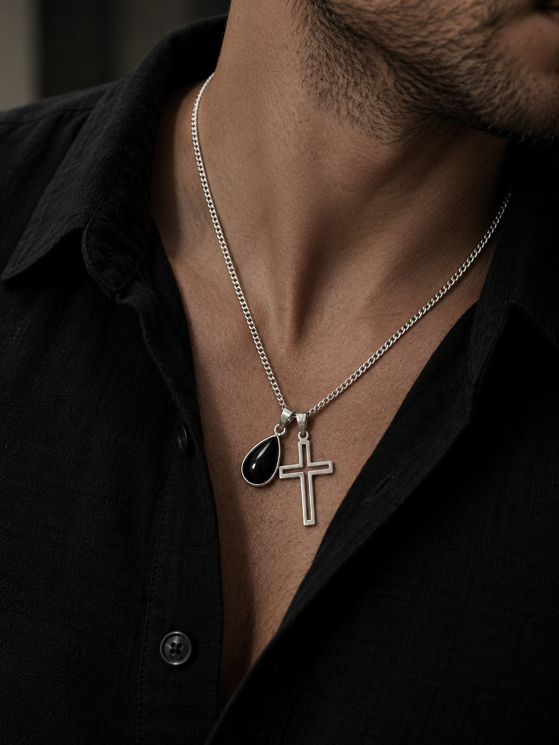 Collar para hombre The Onyx Creed en plata .925